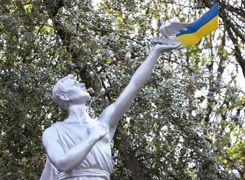 Close Up of the Ukrainian Peace Monument at Strawberry Field