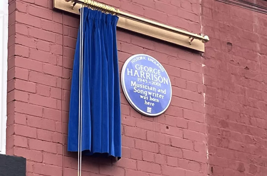 Historic England blue plaque for George Harrison at 12 Arnold Grove Wavertree Liverpool