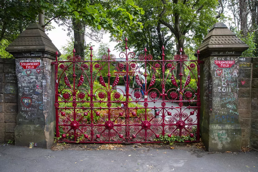 The iconic gates at the entrance to Strawberry Field Liverpool