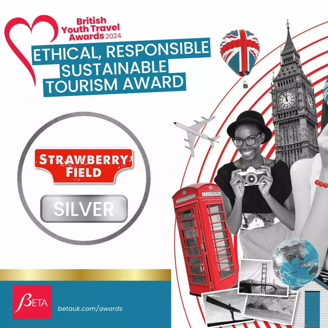 Strawberry Field awarded Silver in the Ethical, Responsible and Sustainably Tourism category at British Youth Travel Awards 2024