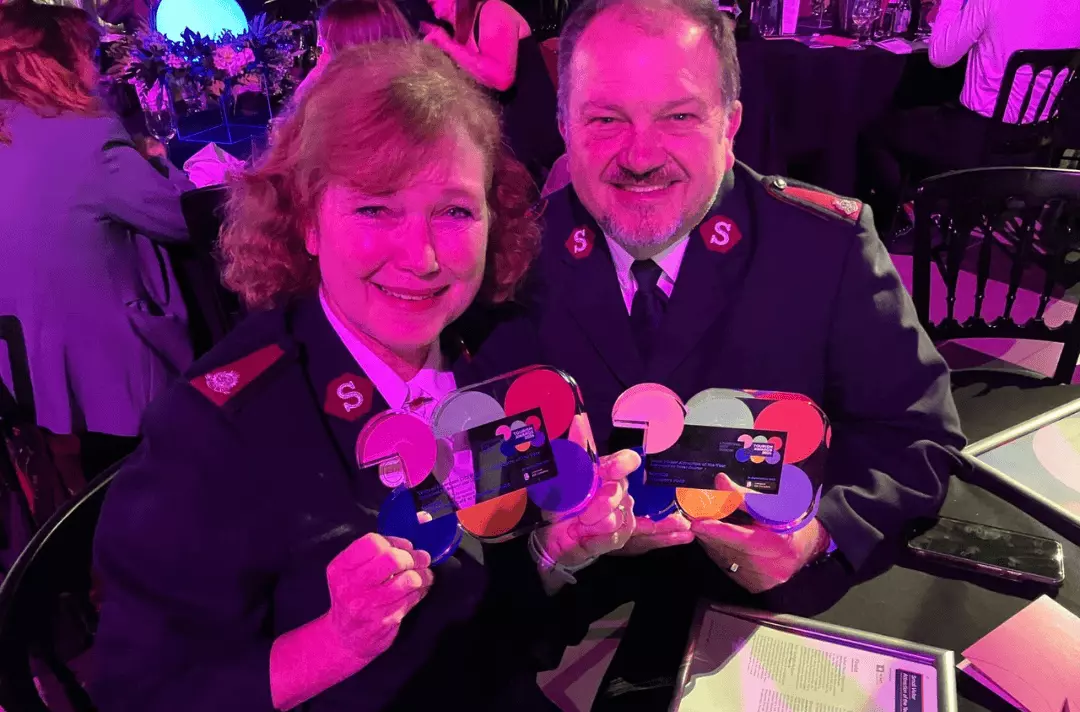 Major Kathy Versfeld and Major Allister Versfeld hold two LCR Tourism Awards