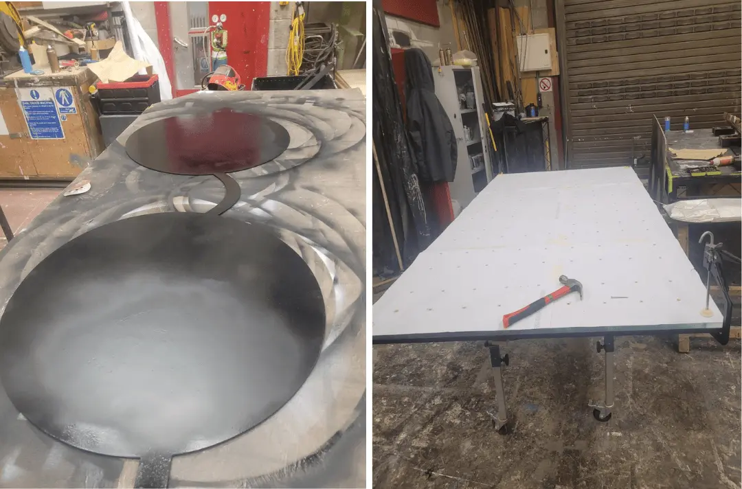 Two photos of Steff's design process